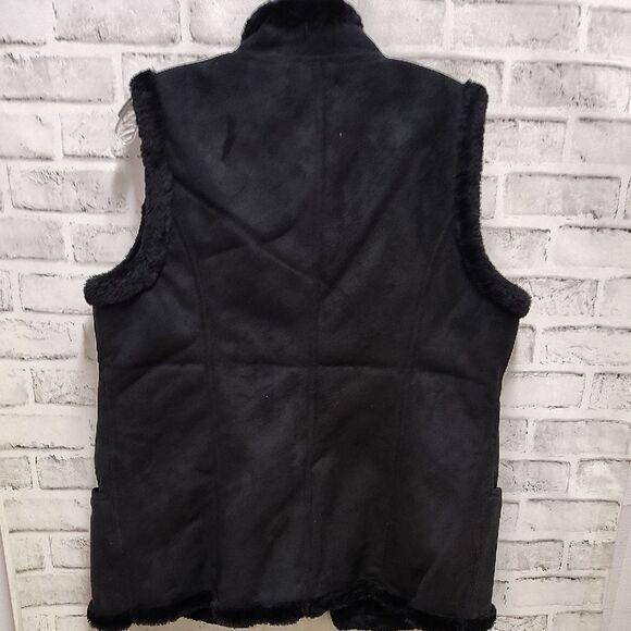 Denim&Co Black Fleece Vest with Stand-Up Collar - Picture 3 of 3